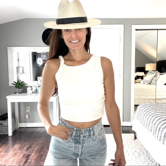Zara Tops - NWT Zara whit twisted tank shoulder tight crop top size XS